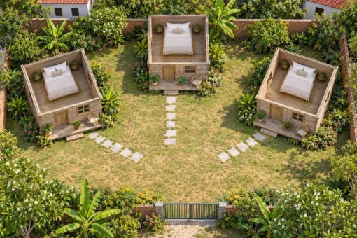 Nhà Gỗ Homestay S100 - Ba Căn Nhỏ Riêng Quây Quanh Sân Chung, Gỗ Thông Màu Vintage Nhà Gỗ Homestay S100 - Ba Căn Nhỏ Riêng Quây Quanh Sân Chung, Gỗ Thông Màu Vintage