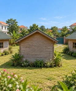 Nhà Gỗ Homestay S100 - Ba Căn Nhỏ Riêng Quây Quanh Sân Chung, Gỗ Thông Màu Vintage