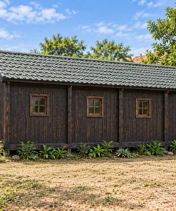 Nhà Gỗ Homestay S101 - Ô Cửa Quầy Bếp Mở Ra Sân Chung, Gỗ Thông Màu Gỗ Cháy