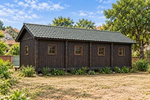 Nhà Gỗ Homestay S101 - Ô Cửa Quầy Bếp Mở Ra Sân Chung, Gỗ Thông Màu Gỗ Cháy Nhà Gỗ Homestay S101 - Ô Cửa Quầy Bếp Mở Ra Sân Chung, Gỗ Thông Màu Gỗ Cháy