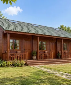 Nhà Gỗ Homestay S103 - Cửa Sổ Trời Trên Mái Mỗi Phòng, Gỗ Thông Màu Nâu Cánh Gián
