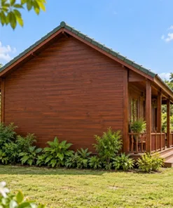 Nhà Gỗ Homestay S103 - Cửa Sổ Trời Trên Mái Mỗi Phòng, Gỗ Thông Màu Nâu Cánh Gián