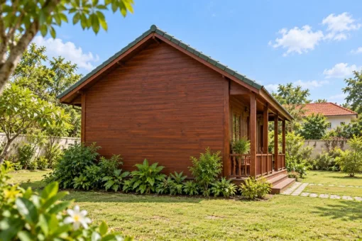 Nhà Gỗ Homestay S103 - Cửa Sổ Trời Trên Mái Mỗi Phòng, Gỗ Thông Màu Nâu Cánh Gián Nhà Gỗ Homestay S103 - Cửa Sổ Trời Trên Mái Mỗi Phòng, Gỗ Thông Màu Nâu Cánh Gián