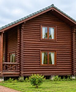 Nhà Gỗ Homestay S48 - Thân Tròn Hiên Dài Lan Can Gỗ, Gỗ Thông