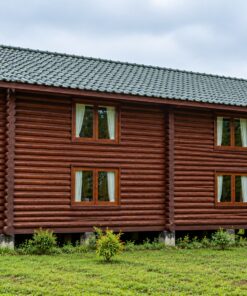 Nhà Gỗ Homestay S48 - Thân Tròn Hiên Dài Lan Can Gỗ, Gỗ Thông