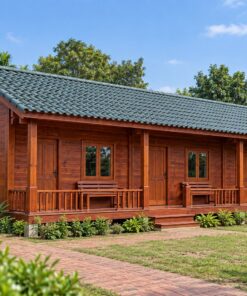 Nhà Gỗ Homestay S72 - Dãy Ba Phòng Liền Chung Hiên Dài, Gỗ Thông