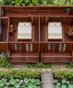 Nhà Gỗ Homestay S73 - Hai Tầng Ban Công Riêng Từng Phòng Cầu Thang Ngoài, Gỗ Thông Màu Nâu Đỏ