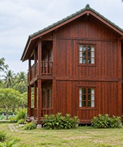 Nhà Gỗ Homestay S73 - Hai Tầng Ban Công Riêng Từng Phòng Cầu Thang Ngoài, Gỗ Thông Màu Nâu Đỏ