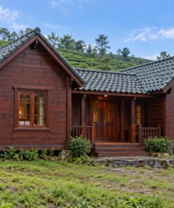 Nhà Gỗ Homestay S74 - Hai Khối Phòng Đầu Hồi Ra Trước Nối Gian Khách Giữa, Gỗ Thông Màu Nâu Cánh Gián