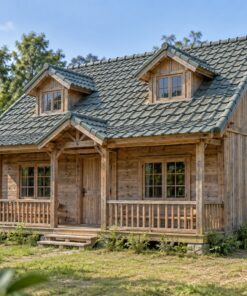 Nhà Gỗ Homestay S75 - Gác Áp Mái Cửa Sổ Mái Hai Bên, Gỗ Thông Màu Vintage