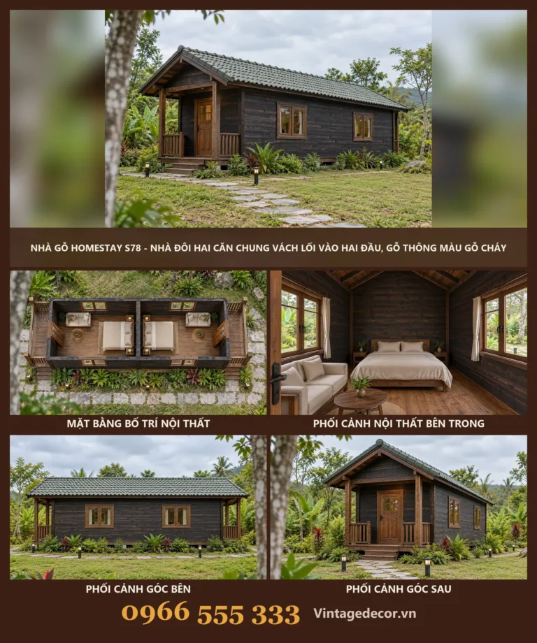 Nhà Gỗ Homestay S78 Nhà Đôi Hai Căn