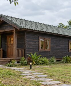 Nhà Gỗ Homestay S78 - Nhà Đôi Hai Căn Chung Vách Lối Vào Hai Đầu, Gỗ Thông Màu Gỗ Cháy