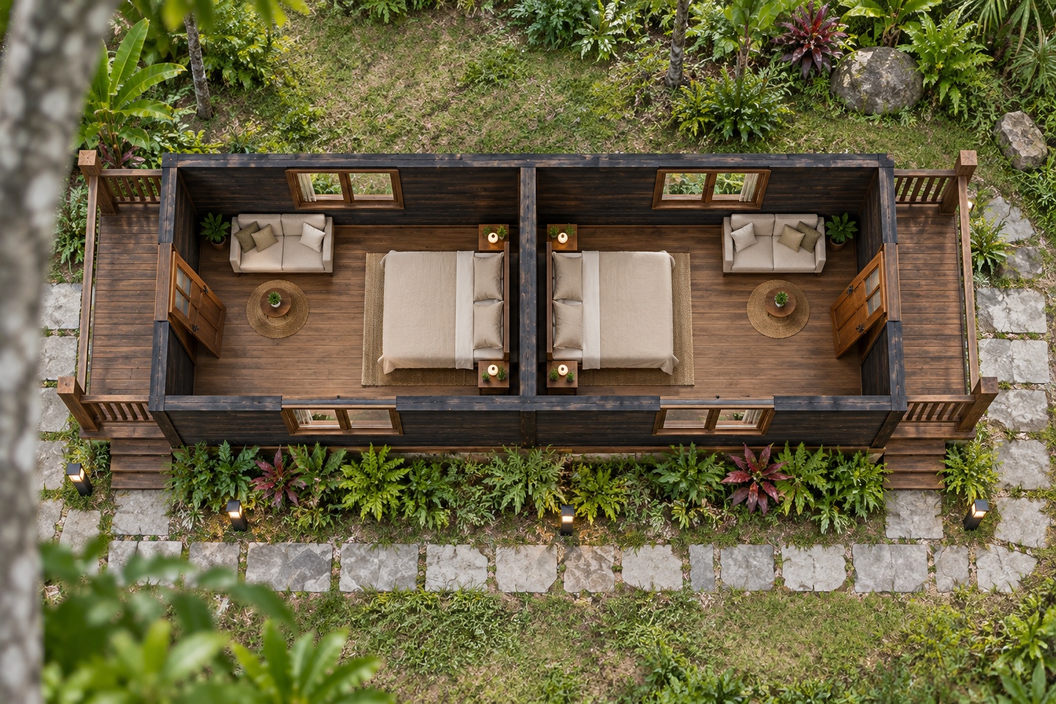 Nhà Gỗ Homestay S78 - Nhà Đôi Hai Căn Chung Vách Lối Vào Hai Đầu, Gỗ Thông Màu Gỗ Cháy Nhà Gỗ Homestay S78 - Nhà Đôi Hai Căn Chung Vách Lối Vào Hai Đầu, Gỗ Thông Màu Gỗ Cháy