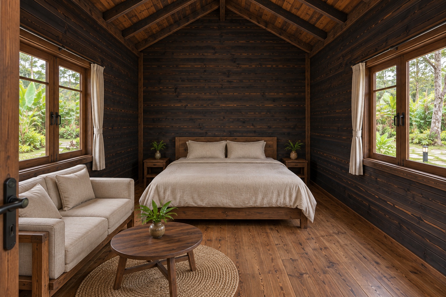 Nhà Gỗ Homestay S78 - Nhà Đôi Hai Căn Chung Vách Lối Vào Hai Đầu, Gỗ Thông Màu Gỗ Cháy Nhà Gỗ Homestay S78 - Nhà Đôi Hai Căn Chung Vách Lối Vào Hai Đầu, Gỗ Thông Màu Gỗ Cháy