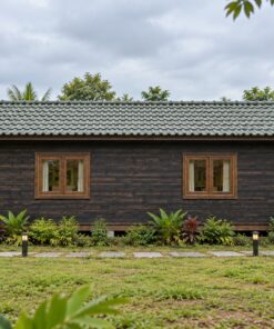 Nhà Gỗ Homestay S78 - Nhà Đôi Hai Căn Chung Vách Lối Vào Hai Đầu, Gỗ Thông Màu Gỗ Cháy