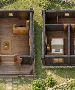 Nhà Gỗ Homestay S82 - Hai Tầng Tầng Dưới Quầy Đón Khách Tầng Trên Hai Phòng, Gỗ Thông Màu Gỗ Cháy