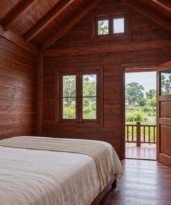 Nhà Gỗ Homestay S83 - Dãy Ba Phòng Mỗi Phòng Một Đầu Hồi Nhỏ, Gỗ Thông Màu Nâu Đỏ
