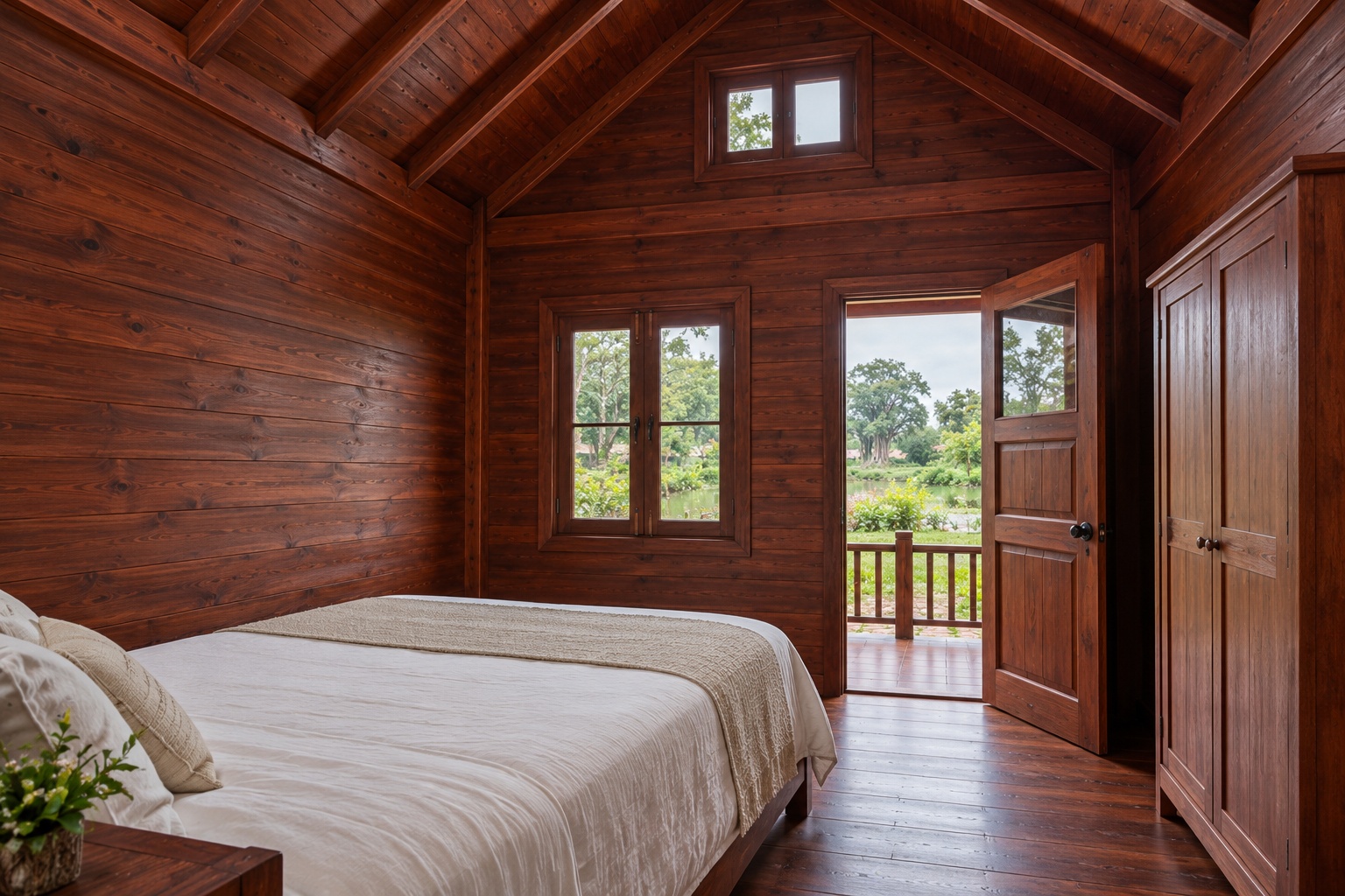Nhà Gỗ Homestay S83 - Dãy Ba Phòng Mỗi Phòng Một Đầu Hồi Nhỏ, Gỗ Thông Màu Nâu Đỏ Nhà Gỗ Homestay S83 - Dãy Ba Phòng Mỗi Phòng Một Đầu Hồi Nhỏ, Gỗ Thông Màu Nâu Đỏ