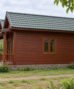 Nhà Gỗ Homestay S83 - Dãy Ba Phòng Mỗi Phòng Một Đầu Hồi Nhỏ, Gỗ Thông Màu Nâu Đỏ