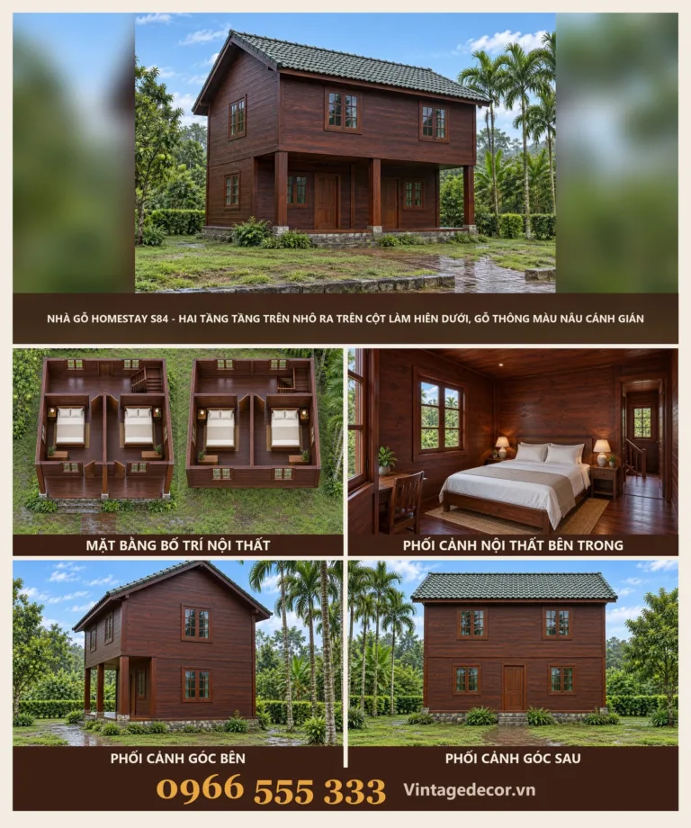 Nhà Gỗ Homestay S84 Tầng Trên Nhô Ra
