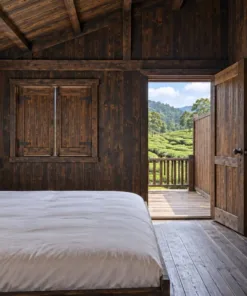 Nhà Gỗ Homestay S86 - Hai Phòng Sân Gỗ Riêng Ngăn Bằng Vách, Gỗ Thông Màu Gỗ Cháy