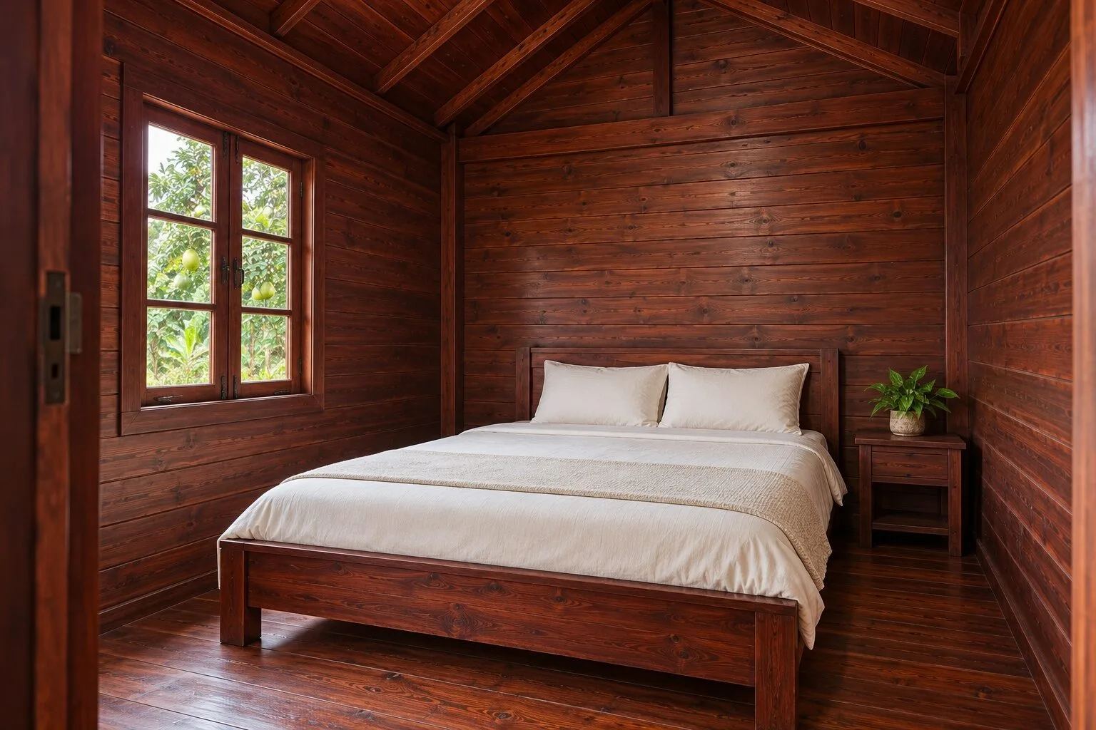 Nhà Gỗ Homestay S87 - Ba Phòng Xếp So Le Lệch Mặt Trước, Gỗ Thông Màu Nâu Đỏ Nhà Gỗ Homestay S87 - Ba Phòng Xếp So Le Lệch Mặt Trước, Gỗ Thông Màu Nâu Đỏ
