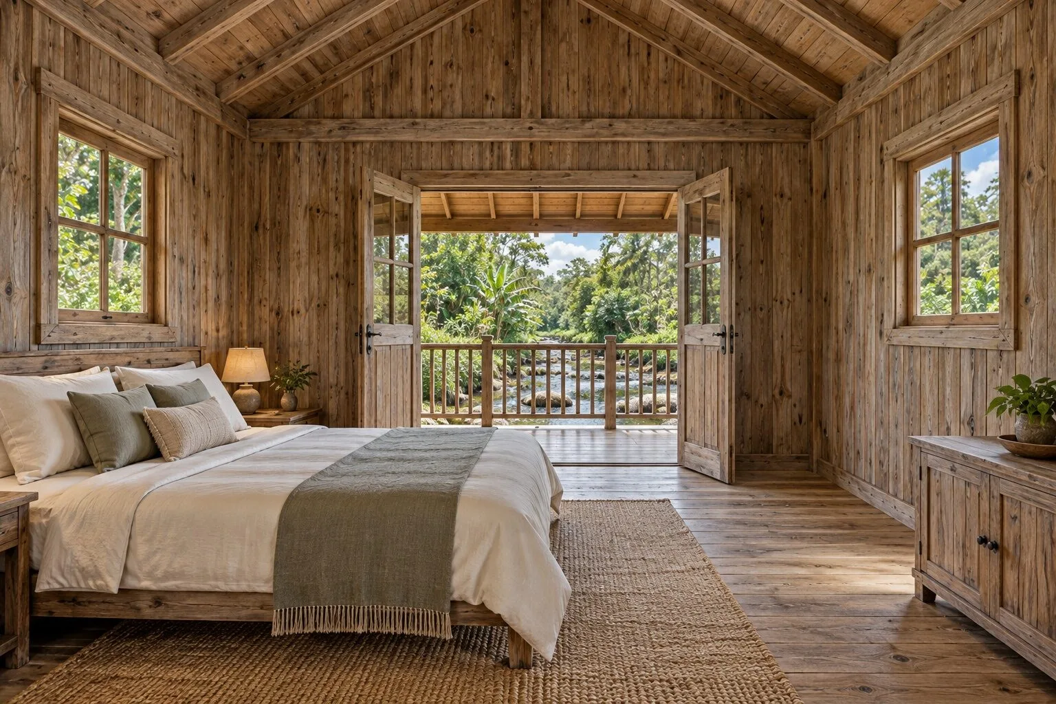 Nhà Gỗ Homestay S89 - Sàn Chìa Ra Mặt Nước Hiên Sau Nhìn Suối, Gỗ Thông Màu Vintage Nhà Gỗ Homestay S89 - Sàn Chìa Ra Mặt Nước Hiên Sau Nhìn Suối, Gỗ Thông Màu Vintage