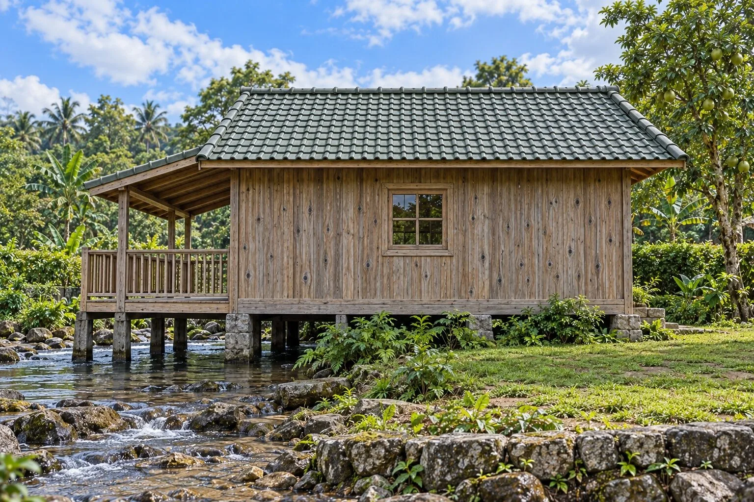 Nhà Gỗ Homestay S89 - Sàn Chìa Ra Mặt Nước Hiên Sau Nhìn Suối, Gỗ Thông Màu Vintage Nhà Gỗ Homestay S89 - Sàn Chìa Ra Mặt Nước Hiên Sau Nhìn Suối, Gỗ Thông Màu Vintage
