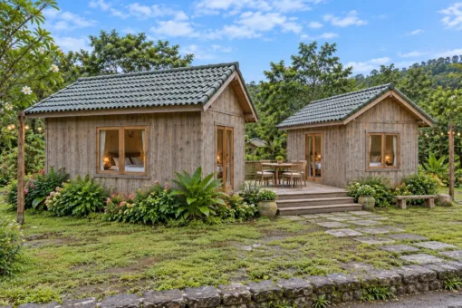 Nhà Gỗ Homestay S94 - Hai Căn Nhỏ Nối Sàn Gỗ Chung Ở Giữa, Gỗ Thông Màu Vintage Nhà Gỗ Homestay S94 - Hai Căn Nhỏ Nối Sàn Gỗ Chung Ở Giữa, Gỗ Thông Màu Vintage