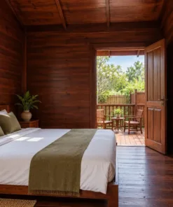 Nhà Gỗ Homestay S96 - Ba Phòng Mỗi Phòng Sân Sau Rào Gỗ Riêng, Gỗ Thông Màu Nâu Đỏ