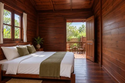 Nhà Gỗ Homestay S96 - Ba Phòng Mỗi Phòng Sân Sau Rào Gỗ Riêng, Gỗ Thông Màu Nâu Đỏ Nhà Gỗ Homestay S96 - Ba Phòng Mỗi Phòng Sân Sau Rào Gỗ Riêng, Gỗ Thông Màu Nâu Đỏ