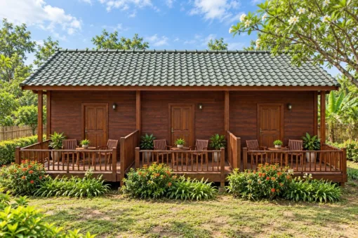 Nhà Gỗ Homestay S96 - Ba Phòng Mỗi Phòng Sân Sau Rào Gỗ Riêng, Gỗ Thông Màu Nâu Đỏ Nhà Gỗ Homestay S96 - Ba Phòng Mỗi Phòng Sân Sau Rào Gỗ Riêng, Gỗ Thông Màu Nâu Đỏ