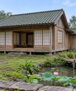 Nhà Gỗ Nhật Bản J109 - Một Tầng Kho Gỗ Mái Riêng Nối Phía Sau, Gỗ Thông Màu Vintage