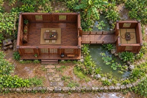Nhà Gỗ Nhật Bản J124 - Gian Trà Nhỏ Nối Cầu Gỗ Qua Ao, Gỗ Thông Màu Nâu Đỏ Nhà Gỗ Nhật Bản J124 - Gian Trà Nhỏ Nối Cầu Gỗ Qua Ao, Gỗ Thông Màu Nâu Đỏ