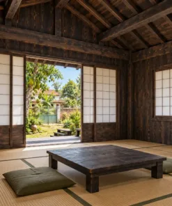 Nhà Gỗ Nhật Bản J125 - Đầu Hồi Chìa Sâu Có Con Sơn Đỡ, Gỗ Thông Màu Gỗ Cháy
