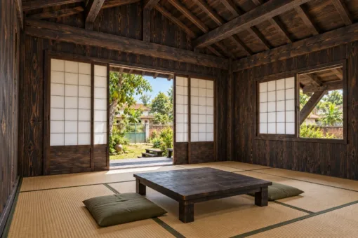 Nhà Gỗ Nhật Bản J125 - Đầu Hồi Chìa Sâu Có Con Sơn Đỡ, Gỗ Thông Màu Gỗ Cháy Nhà Gỗ Nhật Bản J125 - Đầu Hồi Chìa Sâu Có Con Sơn Đỡ, Gỗ Thông Màu Gỗ Cháy