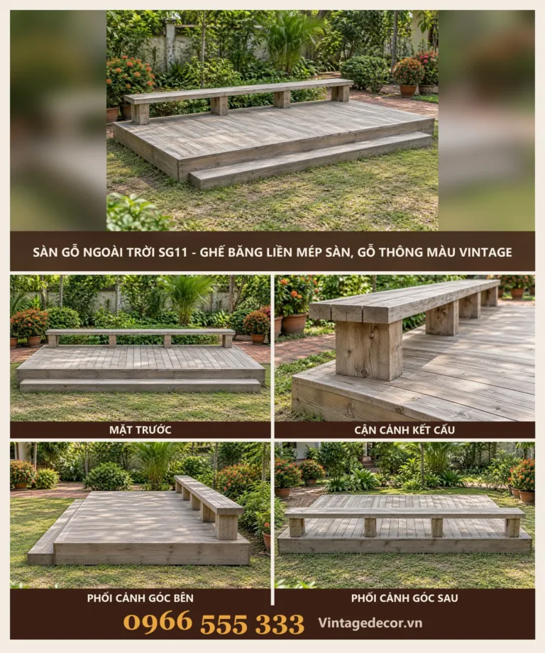 Sàn Gỗ Ngoài Trời SG11 Ghế Băng Liền Mép Sàn