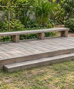 Sàn Gỗ Ngoài Trời SG11 - Ghế Băng Liền Mép Sàn, Gỗ Thông Màu Vintage