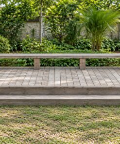 Sàn Gỗ Ngoài Trời SG11 - Ghế Băng Liền Mép Sàn, Gỗ Thông Màu Vintage