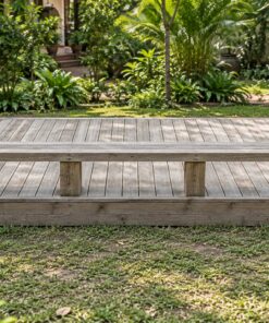 Sàn Gỗ Ngoài Trời SG11 - Ghế Băng Liền Mép Sàn, Gỗ Thông Màu Vintage