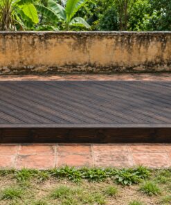 Sàn Gỗ Ngoài Trời SG16 - Ván Xếp Chéo Viền Khung Thẳng, Gỗ Thông Màu Gỗ Cháy