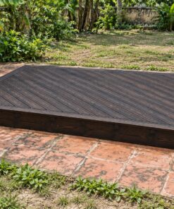 Sàn Gỗ Ngoài Trời SG16 - Ván Xếp Chéo Viền Khung Thẳng, Gỗ Thông Màu Gỗ Cháy