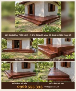 Sàn Gỗ Ngoài Trời SG17 - Chữ L Ôm Góc Nhà, Gỗ Thông Màu Nâu Đỏ