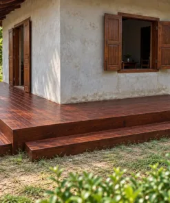 Sàn Gỗ Ngoài Trời SG17 - Chữ L Ôm Góc Nhà, Gỗ Thông Màu Nâu Đỏ
