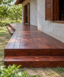 Sàn Gỗ Ngoài Trời SG17 - Chữ L Ôm Góc Nhà, Gỗ Thông Màu Nâu Đỏ