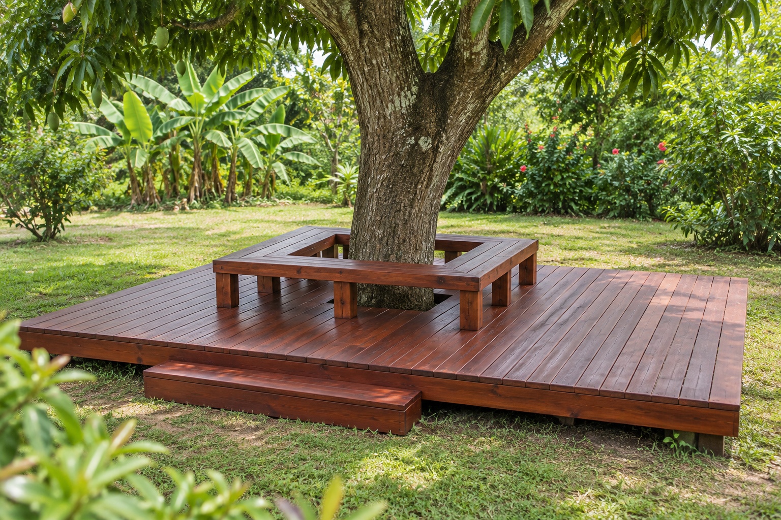 Sàn Gỗ Ngoài Trời SG2 - Sàn Deck Bao Quanh Gốc Cây, Gỗ Thông Sàn Gỗ Ngoài Trời SG2 - Sàn Deck Bao Quanh Gốc Cây, Gỗ Thông