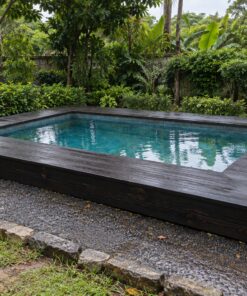 Sàn Gỗ Ngoài Trời SG4 - Sàn Quanh Bể Bơi Viền Gỗ, Gỗ Thông Màu Gỗ Cháy
