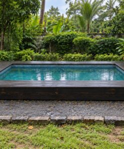 Sàn Gỗ Ngoài Trời SG4 - Sàn Quanh Bể Bơi Viền Gỗ, Gỗ Thông Màu Gỗ Cháy
