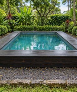 Sàn Gỗ Ngoài Trời SG4 - Sàn Quanh Bể Bơi Viền Gỗ, Gỗ Thông Màu Gỗ Cháy