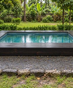 Sàn Gỗ Ngoài Trời SG4 - Sàn Quanh Bể Bơi Viền Gỗ, Gỗ Thông Màu Gỗ Cháy